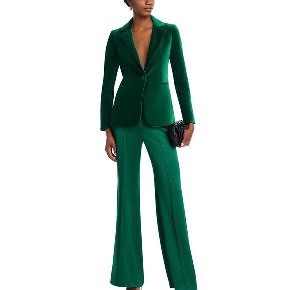 Alice + Olivia Macey Velvet Blazer in Forest Green - Picture 2 of 9